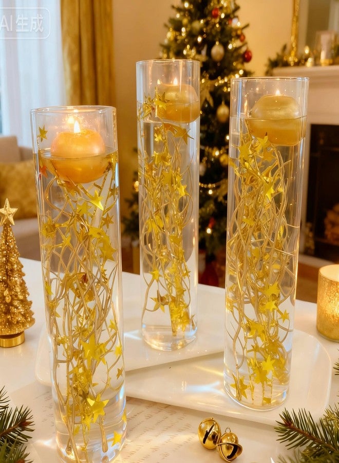 TeaSu 36pcs Gold Vase Filler Decor and Gold Star Garland for Christmas and Party Centerpieces Table Decorations, Floating Stem Flowers for Floating Candle Centerpieces - Image 2